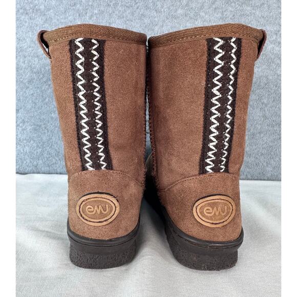Emu Bush Ranger Lo Toddler K10 Shearling Brown Boots Zig Zag Design - Picture 2 of 10